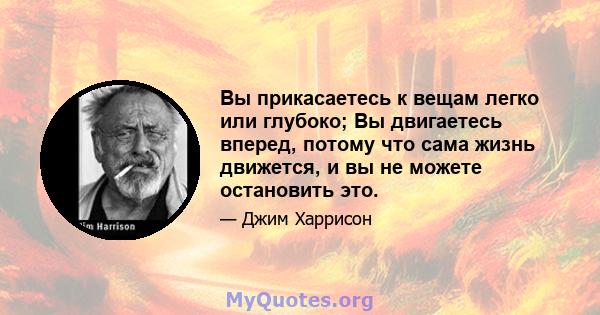 Вы прикасаетесь к вещам легко или глубоко; Вы двигаетесь вперед, потому что сама жизнь движется, и вы не можете остановить это.