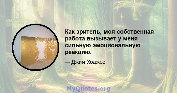 Как зритель, моя собственная работа вызывает у меня сильную эмоциональную реакцию.