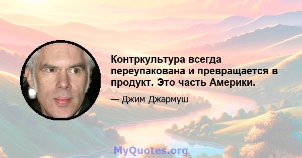 Контркультура всегда переупакована и превращается в продукт. Это часть Америки.