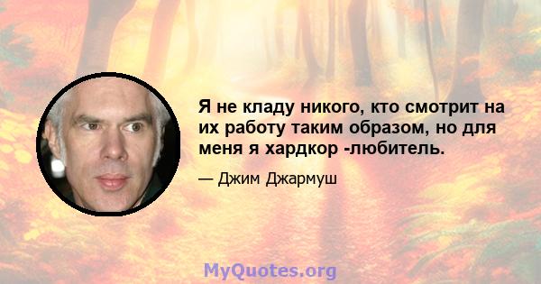 Я не кладу никого, кто смотрит на их работу таким образом, но для меня я хардкор -любитель.