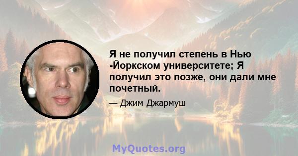 Я не получил степень в Нью -Йоркском университете; Я получил это позже, они дали мне почетный.