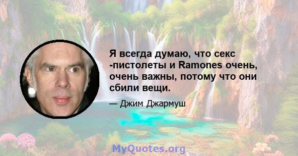 Я всегда думаю, что секс -пистолеты и Ramones очень, очень важны, потому что они сбили вещи.