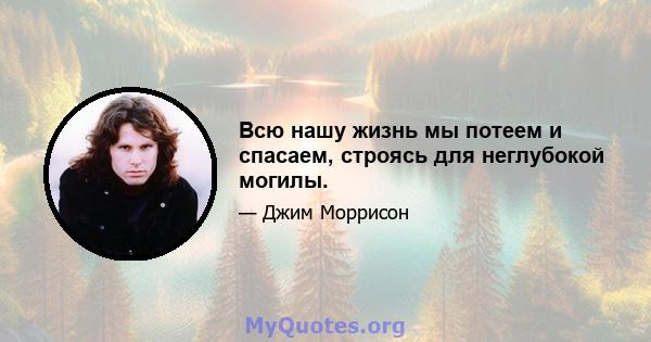 Всю нашу жизнь мы потеем и спасаем, строясь для неглубокой могилы.