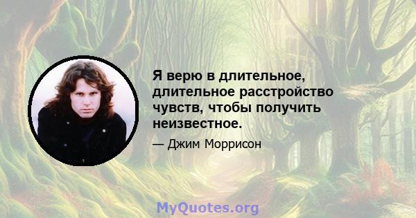 Я верю в длительное, длительное расстройство чувств, чтобы получить неизвестное.