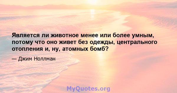 Является ли животное менее или более умным, потому что оно живет без одежды, центрального отопления и, ну, атомных бомб?