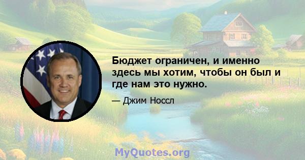 Бюджет ограничен, и именно здесь мы хотим, чтобы он был и где нам это нужно.