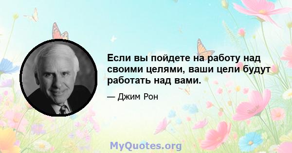 Если вы пойдете на работу над своими целями, ваши цели будут работать над вами.