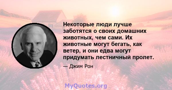 Некоторые люди лучше заботятся о своих домашних животных, чем сами. Их животные могут бегать, как ветер, и они едва могут придумать лестничный пролет.