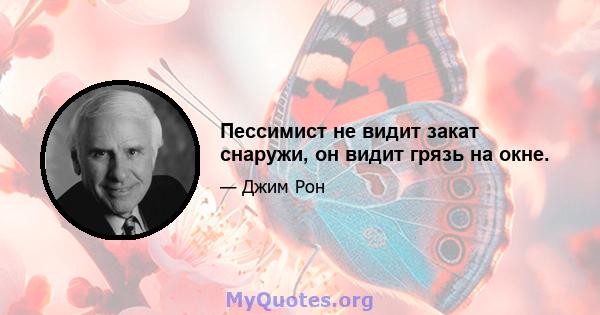 Пессимист не видит закат снаружи, он видит грязь на окне.