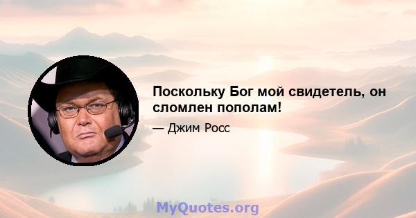 Поскольку Бог мой свидетель, он сломлен пополам!