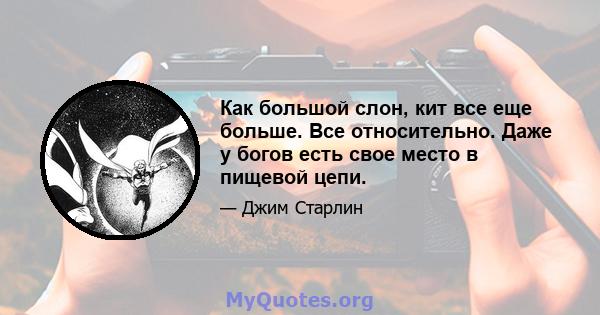 Как большой слон, кит все еще больше. Все относительно. Даже у богов есть свое место в пищевой цепи.