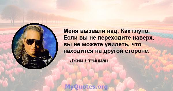 Меня вызвали над. Как глупо. Если вы не переходите наверх, вы не можете увидеть, что находится на другой стороне.