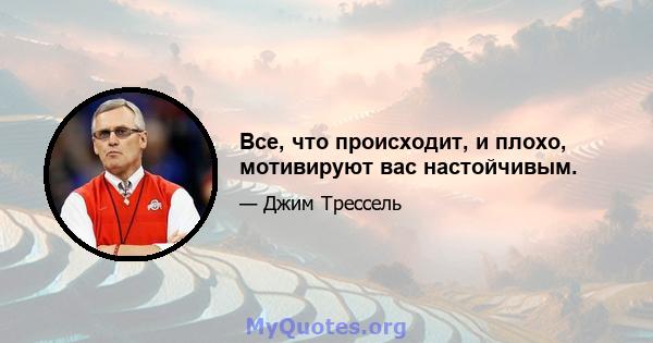 Все, что происходит, и плохо, мотивируют вас настойчивым.