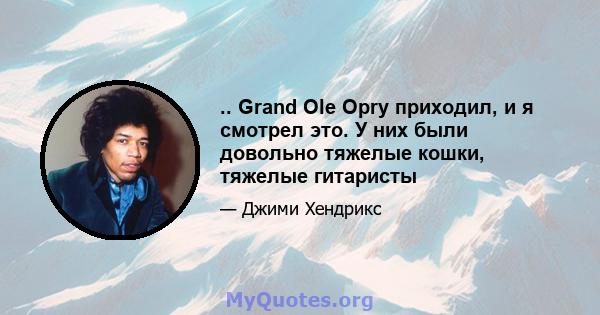 .. Grand Ole Opry приходил, и я смотрел это. У них были довольно тяжелые кошки, тяжелые гитаристы