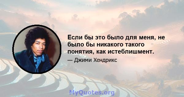 Если бы это было для меня, не было бы никакого такого понятия, как истеблишмент.