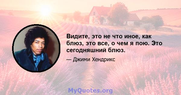 Видите, это не что иное, как блюз, это все, о чем я пою. Это сегодняшний блюз.