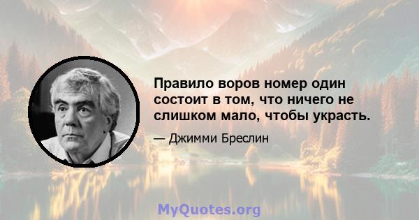 Правило воров номер один состоит в том, что ничего не слишком мало, чтобы украсть.