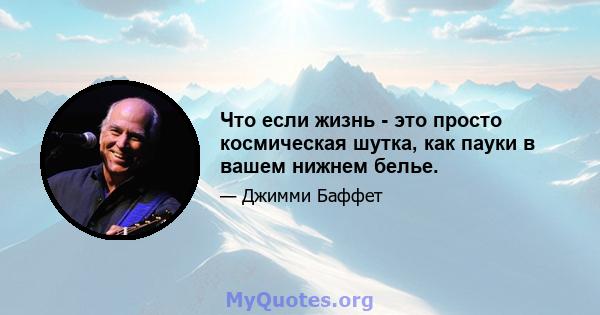 Что если жизнь - это просто космическая шутка, как пауки в вашем нижнем белье.