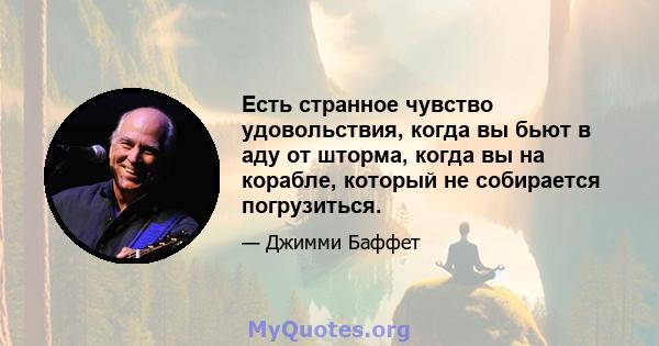 Есть странное чувство удовольствия, когда вы бьют в аду от шторма, когда вы на корабле, который не собирается погрузиться.