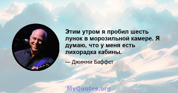 Этим утром я пробил шесть лунок в морозильной камере. Я думаю, что у меня есть лихорадка кабины.