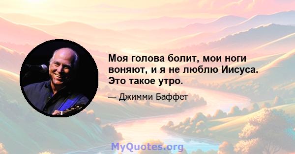 Моя голова болит, мои ноги воняют, и я не люблю Иисуса. Это такое утро.