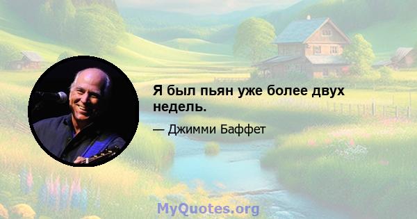 Я был пьян уже более двух недель.