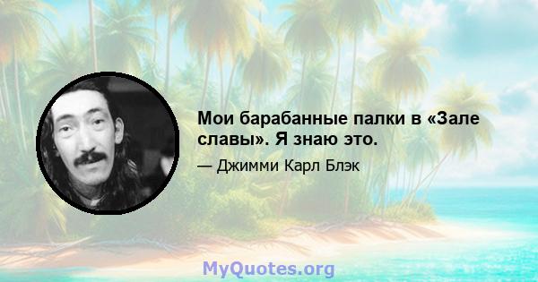 Мои барабанные палки в «Зале славы». Я знаю это.