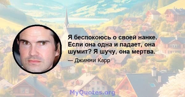 Я беспокоюсь о своей нанке. Если она одна и падает, она шумит? Я шучу, она мертва.