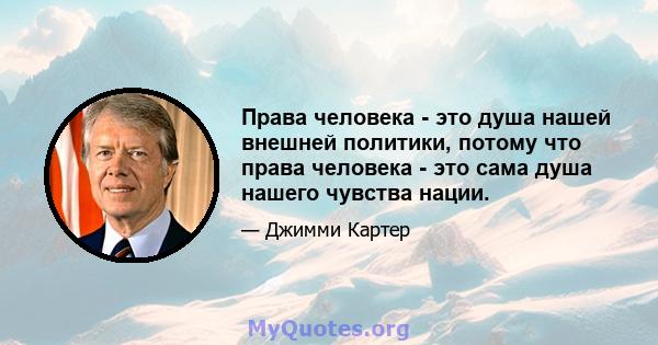 Права человека - это душа нашей внешней политики, потому что права человека - это сама душа нашего чувства нации.