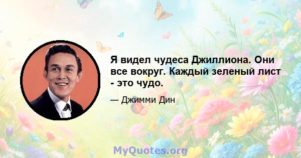 Я видел чудеса Джиллиона. Они все вокруг. Каждый зеленый лист - это чудо.