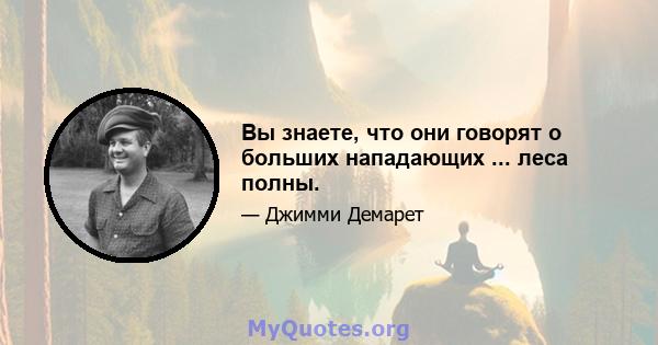 Вы знаете, что они говорят о больших нападающих ... леса полны.