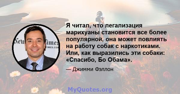 Я читал, что легализация марихуаны становится все более популярной, она может повлиять на работу собак с наркотиками. Или, как выразились эти собаки: «Спасибо, Бо Обама».