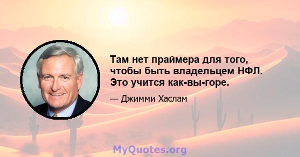 Там нет праймера для того, чтобы быть владельцем НФЛ. Это учится как-вы-горе.