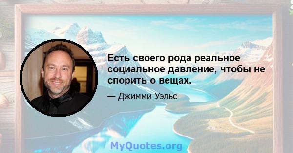 Есть своего рода реальное социальное давление, чтобы не спорить о вещах.