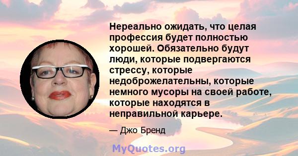 Нереально ожидать, что целая профессия будет полностью хорошей. Обязательно будут люди, которые подвергаются стрессу, которые недоброжелательны, которые немного мусоры на своей работе, которые находятся в неправильной