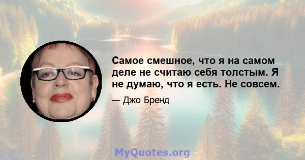 Самое смешное, что я на самом деле не считаю себя толстым. Я не думаю, что я есть. Не совсем.