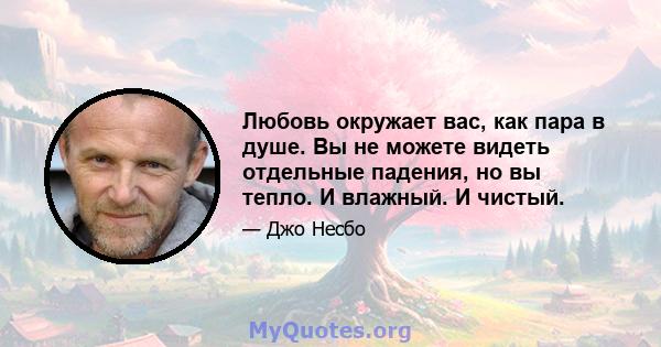 Любовь окружает вас, как пара в душе. Вы не можете видеть отдельные падения, но вы тепло. И влажный. И чистый.