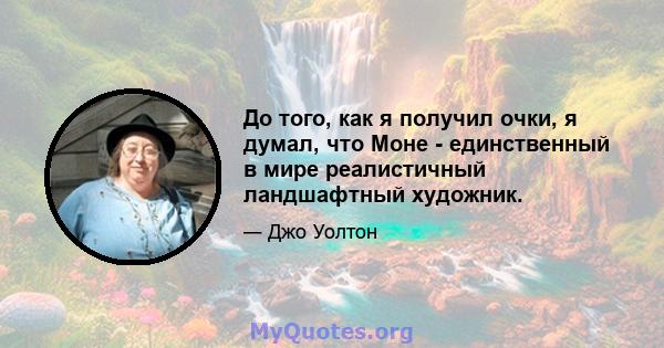 До того, как я получил очки, я думал, что Моне - единственный в мире реалистичный ландшафтный художник.