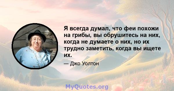 Я всегда думал, что феи похожи на грибы, вы обрушитесь на них, когда не думаете о них, но их трудно заметить, когда вы ищете их.