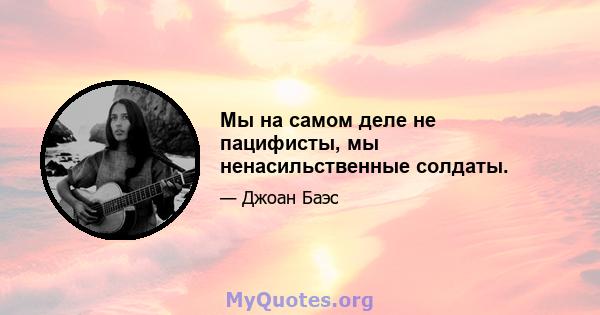 Мы на самом деле не пацифисты, мы ненасильственные солдаты.