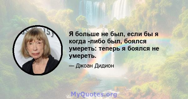 Я больше не был, если бы я когда -либо был, боялся умереть: теперь я боялся не умереть.