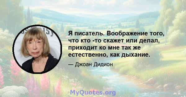 Я писатель. Воображение того, что кто -то скажет или делал, приходит ко мне так же естественно, как дыхание.