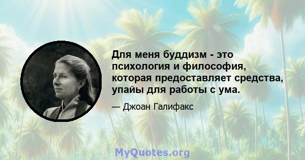 Для меня буддизм - это психология и философия, которая предоставляет средства, упайы для работы с ума.