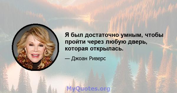 Я был достаточно умным, чтобы пройти через любую дверь, которая открылась.