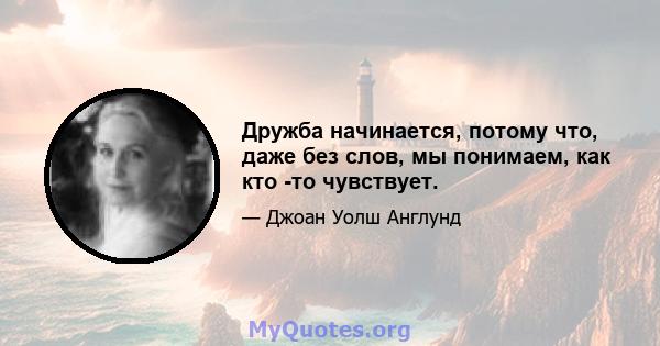 Дружба начинается, потому что, даже без слов, мы понимаем, как кто -то чувствует.