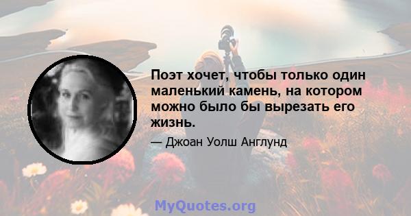 Поэт хочет, чтобы только один маленький камень, на котором можно было бы вырезать его жизнь.