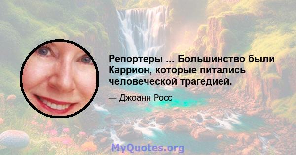 Репортеры ... Большинство были Каррион, которые питались человеческой трагедией.