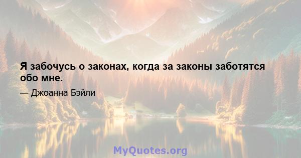 Я забочусь о законах, когда за законы заботятся обо мне.