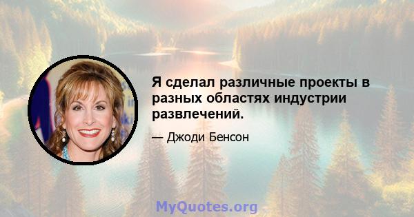 Я сделал различные проекты в разных областях индустрии развлечений.