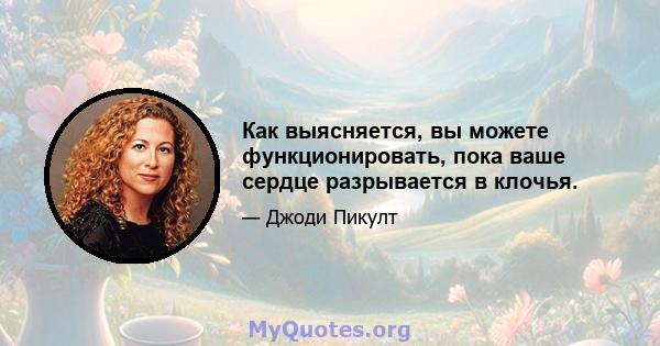 Как выясняется, вы можете функционировать, пока ваше сердце разрывается в клочья.